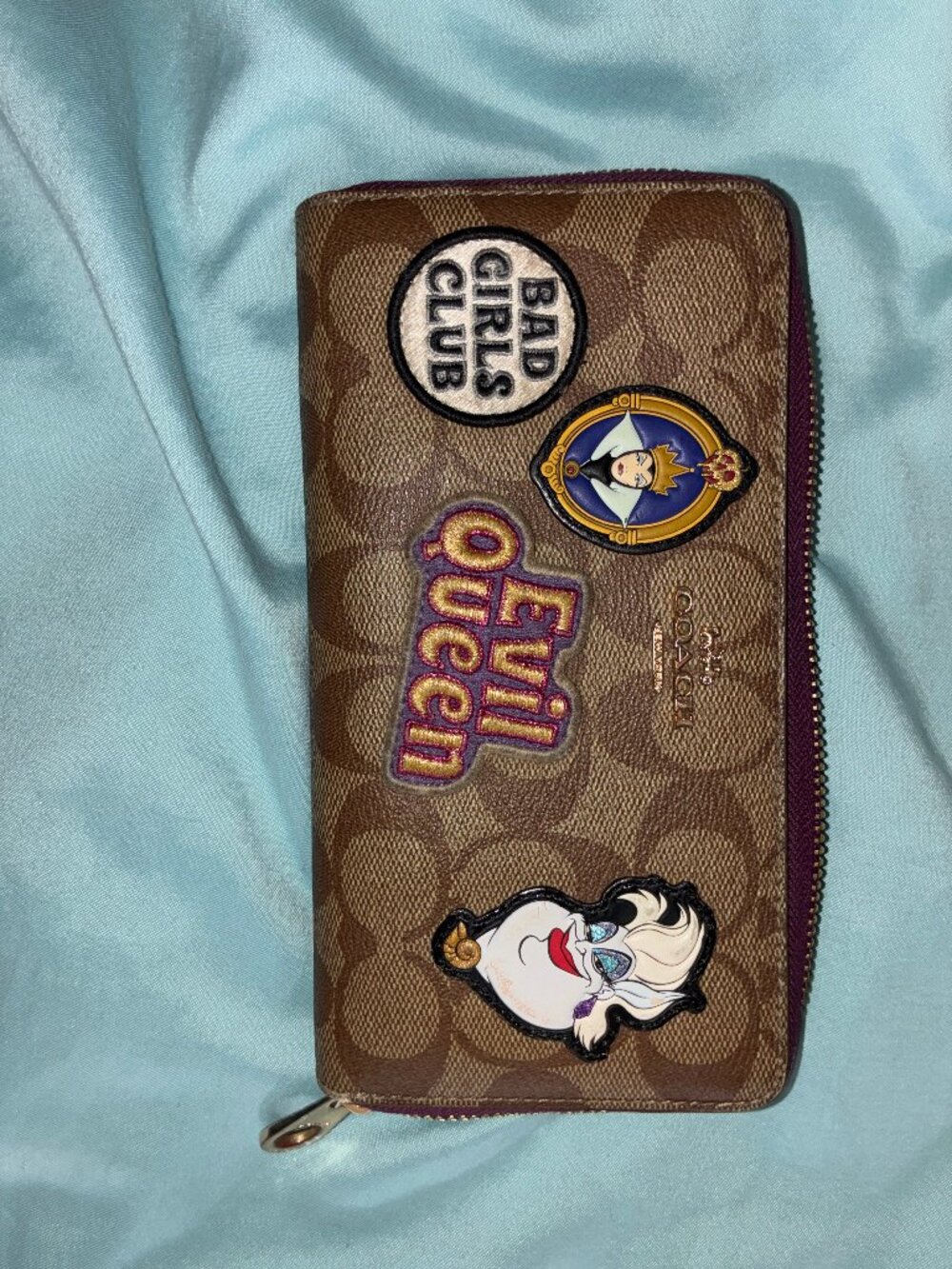 Disney x Coach Accordion Zip Wallet with Villains Patches